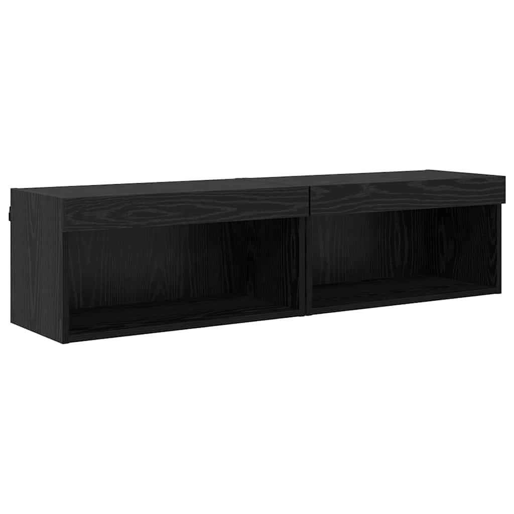 TV-møbelsæt 2 pcs Sort eg 60 x 30 x 30 cm Konstrueret træ