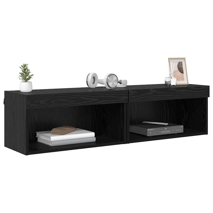 TV-møbelsæt 2 pcs Sort eg 60 x 30 x 30 cm Konstrueret træ