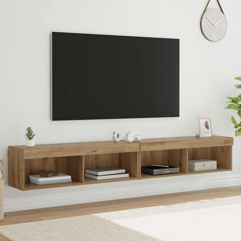 TV-møbelsæt 2 pcs Artisan Egetræ Konstrueret træ