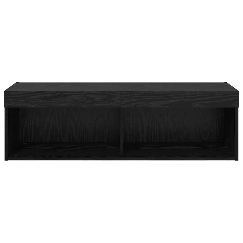 TV vægskab med LED Sort eg 100 x 30 x 30 cm Konstrueret træ