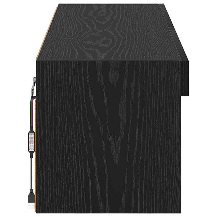 TV vægskab med LED Sort eg 100 x 30 x 30 cm Konstrueret træ