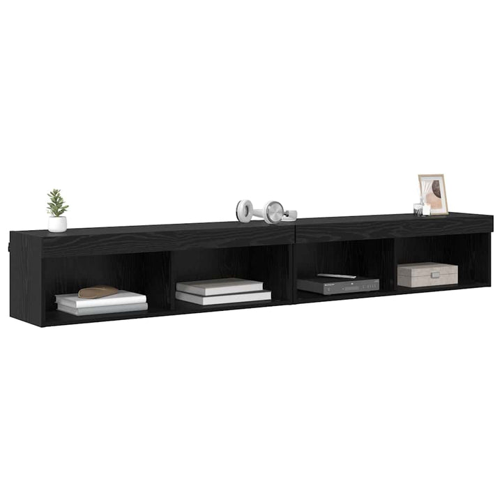 TV-møbelsæt 2 pcs Sort eg 100 x 30 x 30 cm Konstrueret træ