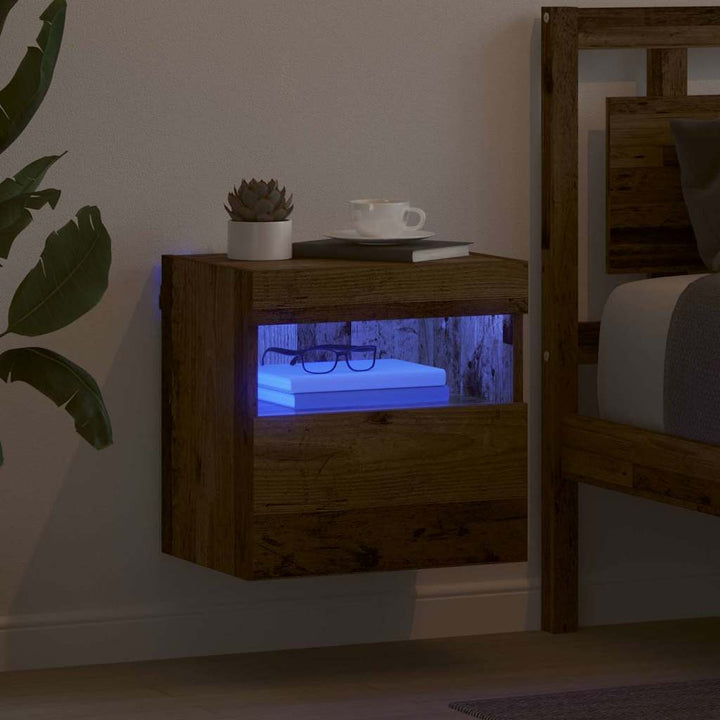 TV vægskab med LED Gammelt træ 40 x 30 x 40 cm Konstrueret træ