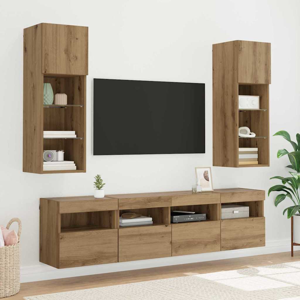 TV Væghylder 2 pcs Artisan Egetræ Konstrueret træ