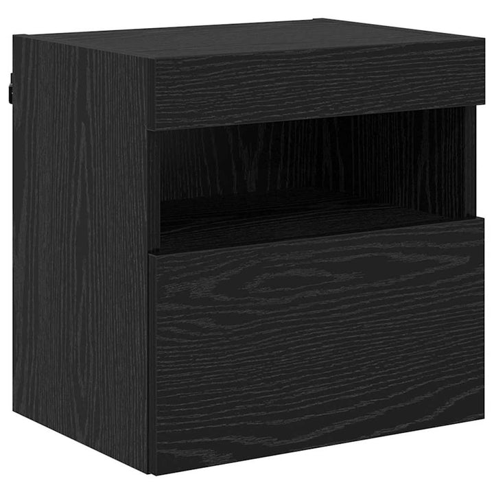 TV vægskab med LED Sort eg 40 x 30 x 40 cm Konstrueret træ