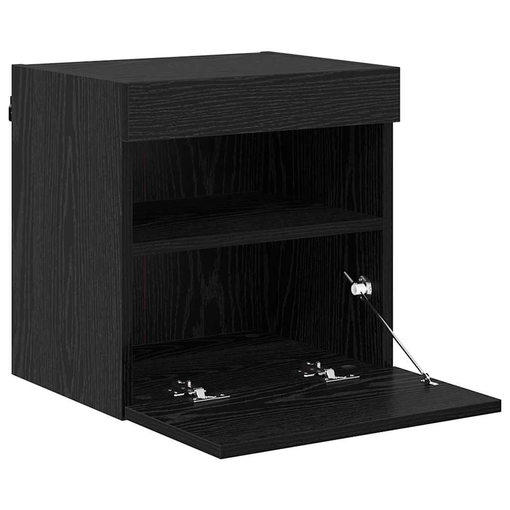 TV vægskab med LED Sort eg 40 x 30 x 40 cm Konstrueret træ