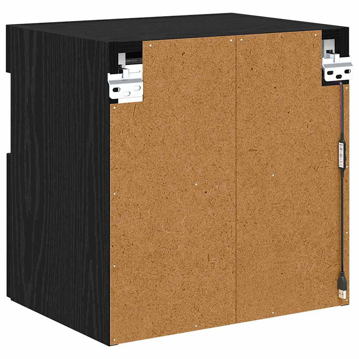 TV vægskab med LED Sort eg 40 x 30 x 40 cm Konstrueret træ