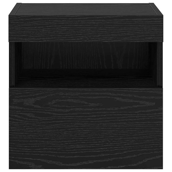 TV vægskab med LED Sort eg 40 x 30 x 40 cm Konstrueret træ