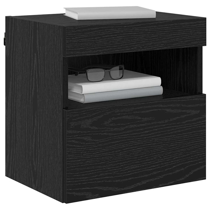 TV vægskab med LED Sort eg 40 x 30 x 40 cm Konstrueret træ