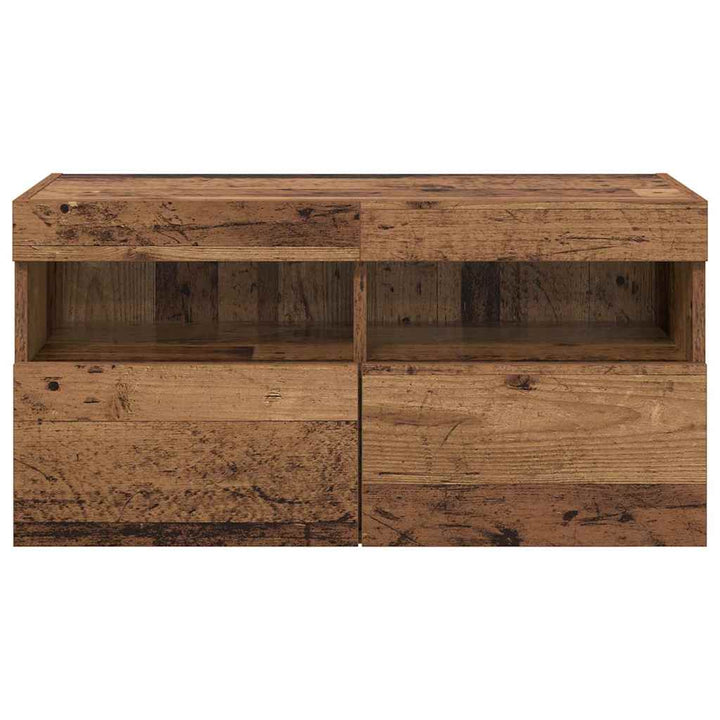 TV vægskab med LED Gammelt træ 80 x 30 x 40 cm Konstrueret træ