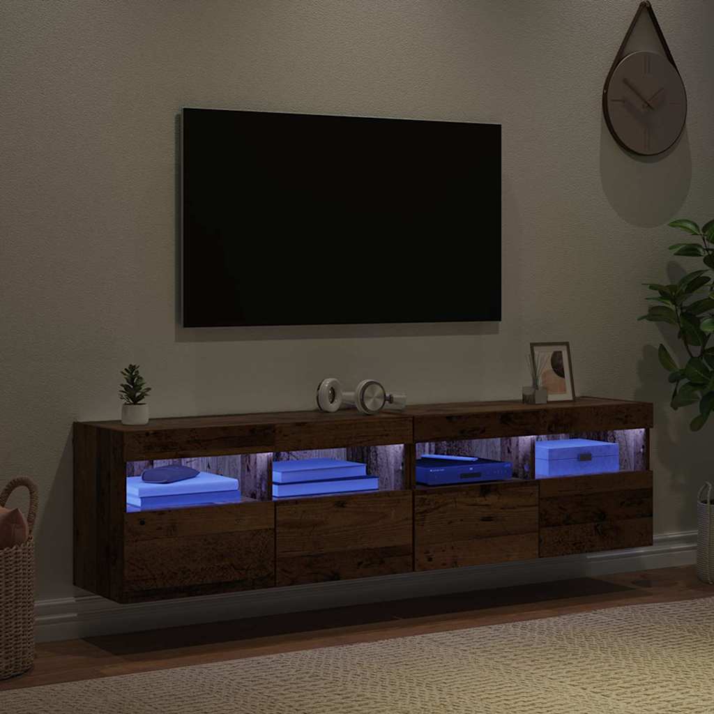 TV Væghylder 2 pcs Gammelt træ 80 x 30 x 40 cm Konstrueret træ