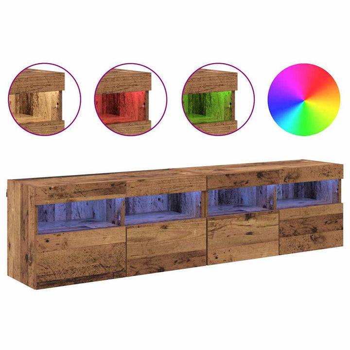 TV Væghylder 2 pcs Gammelt træ 80 x 30 x 40 cm Konstrueret træ