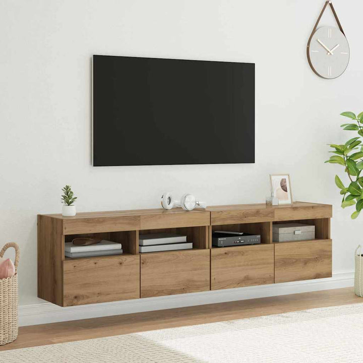 TV Væghylder 2 pcs Artisan Egetræ Konstrueret træ
