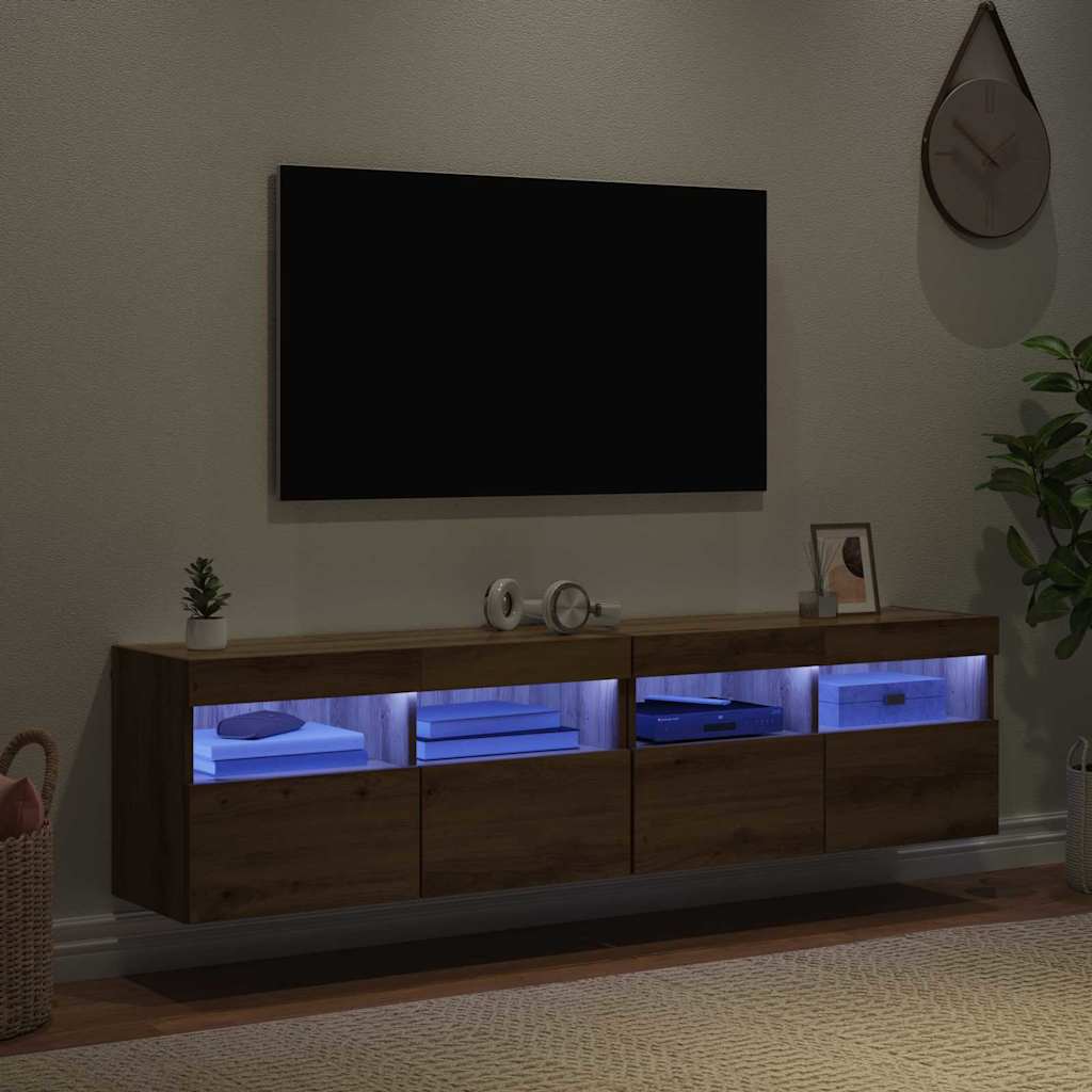 TV Væghylder 2 pcs Artisan Egetræ Konstrueret træ