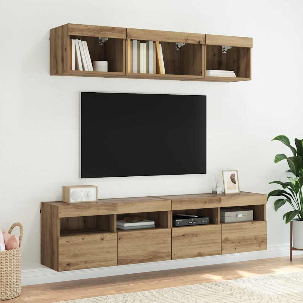TV Væghylder 2 pcs Artisan Egetræ Konstrueret træ
