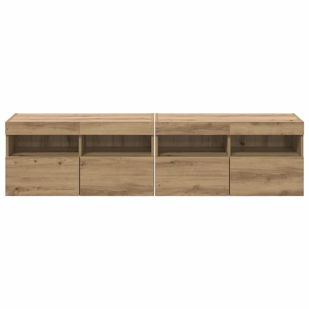 TV Væghylder 2 pcs Artisan Egetræ Konstrueret træ