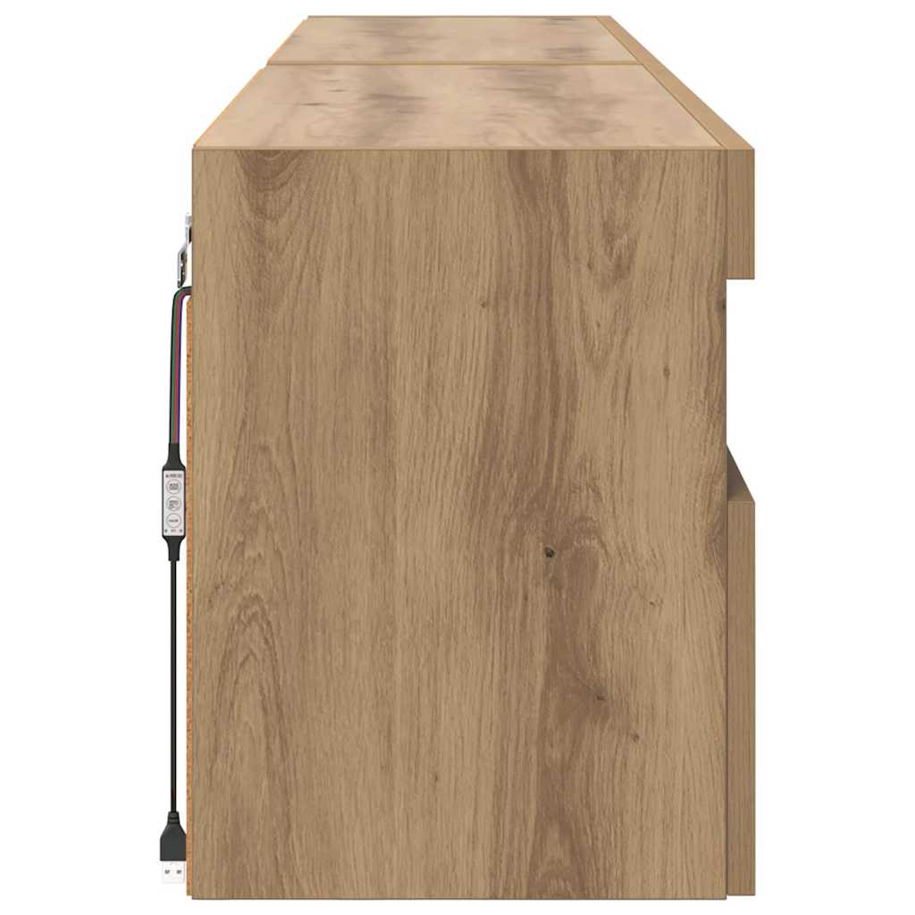 TV Væghylder 2 pcs Artisan Egetræ Konstrueret træ