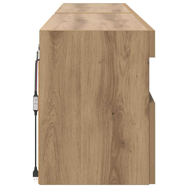 TV Væghylder 2 pcs Artisan Egetræ Konstrueret træ