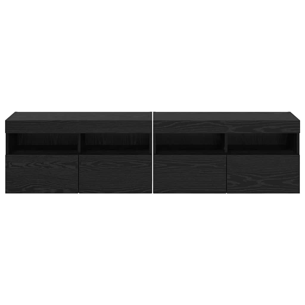TV Væghylder 2 pcs Sort eg 80 x 30 x 40 cm Konstrueret træ