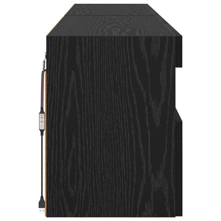 TV Væghylder 2 pcs Sort eg 80 x 30 x 40 cm Konstrueret træ