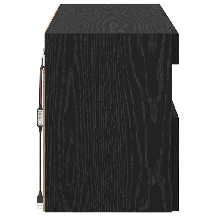 TV vægskab med LED Sort eg 100 x 30 x 40 cm Konstrueret træ