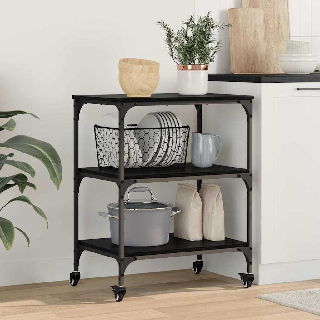 Køkkenvogn Sort eg 60 x 41 x 76 cm Konstrueret træ