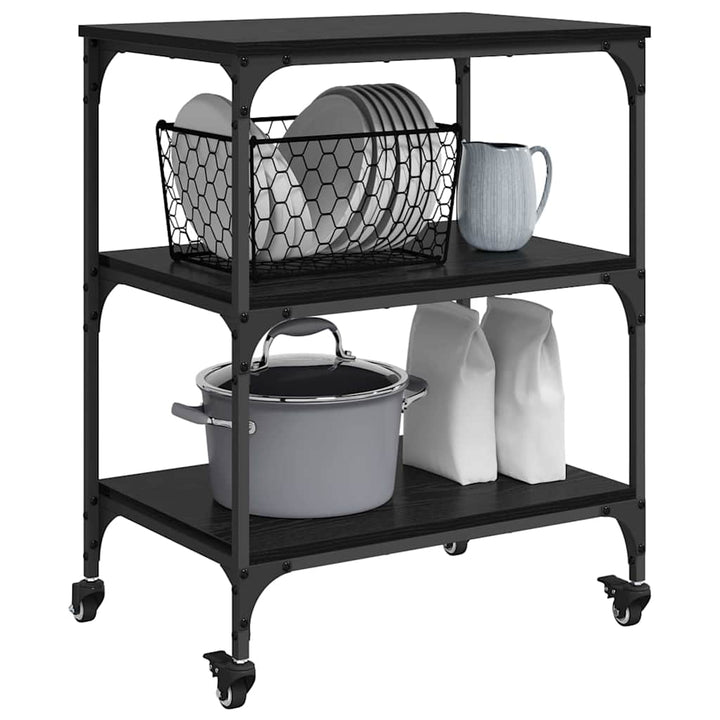 Køkkenvogn Sort eg 60 x 41 x 76 cm Konstrueret træ