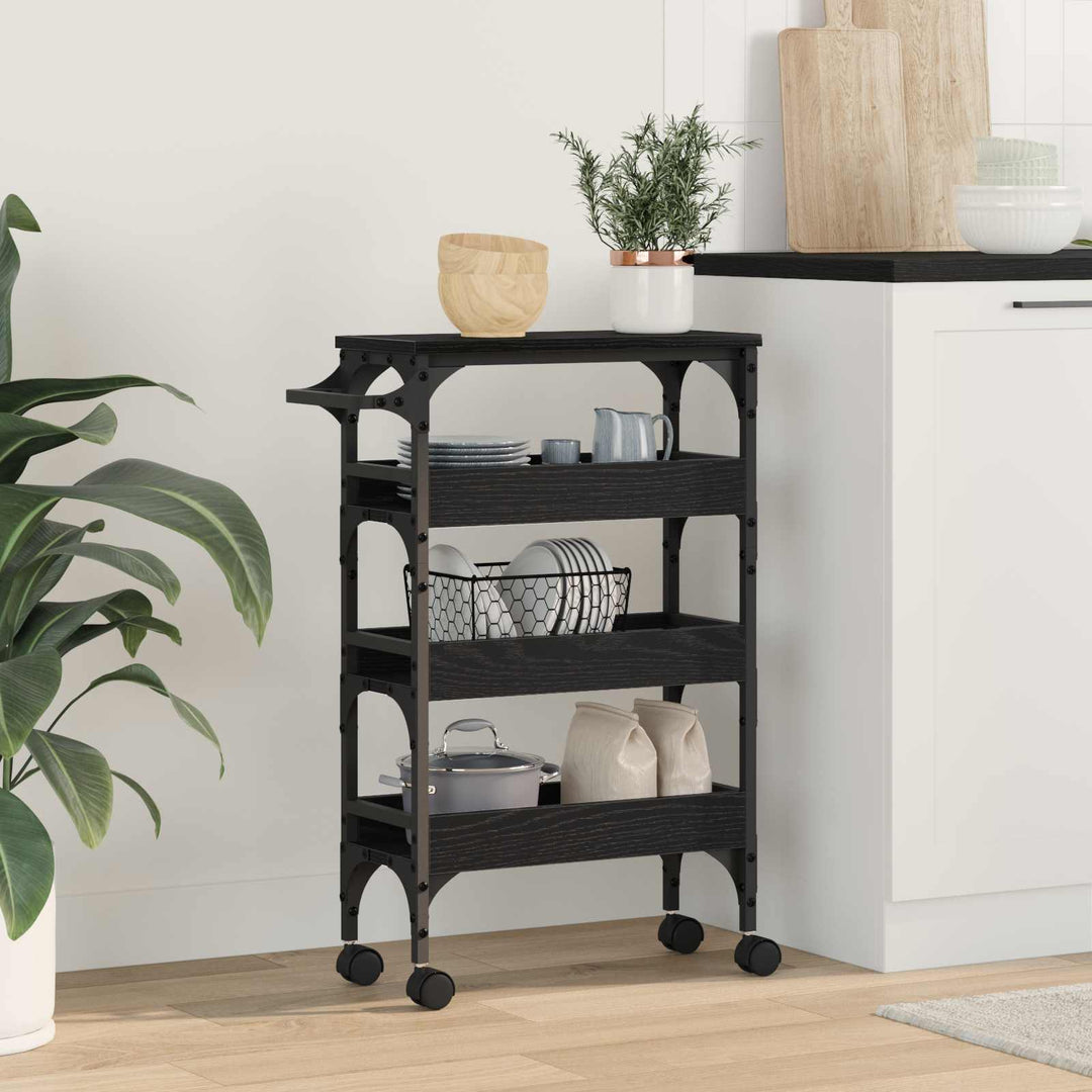 Køkkenvogn Sort eg 53 x 20 x 76 cm Konstrueret træ