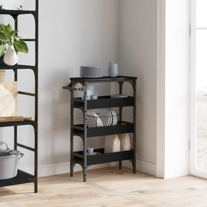 Køkkenvogn Sort eg 53 x 20 x 76 cm Konstrueret træ