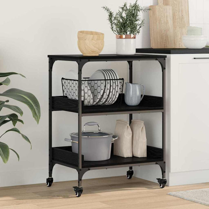 Køkkenvogn Sort eg 60 x 41 x 80.5 cm Konstrueret træ