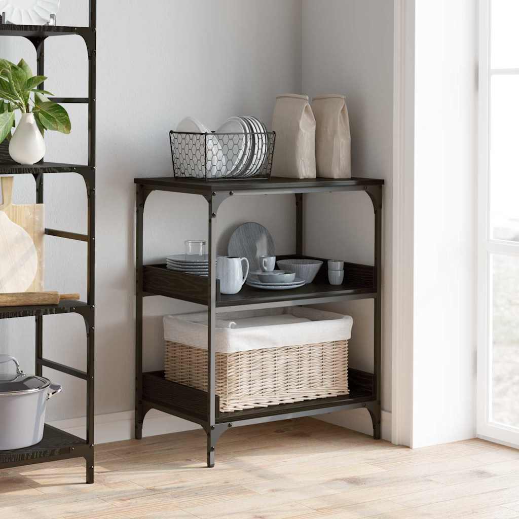 Køkkenvogn Sort eg 60 x 41 x 80.5 cm Konstrueret træ