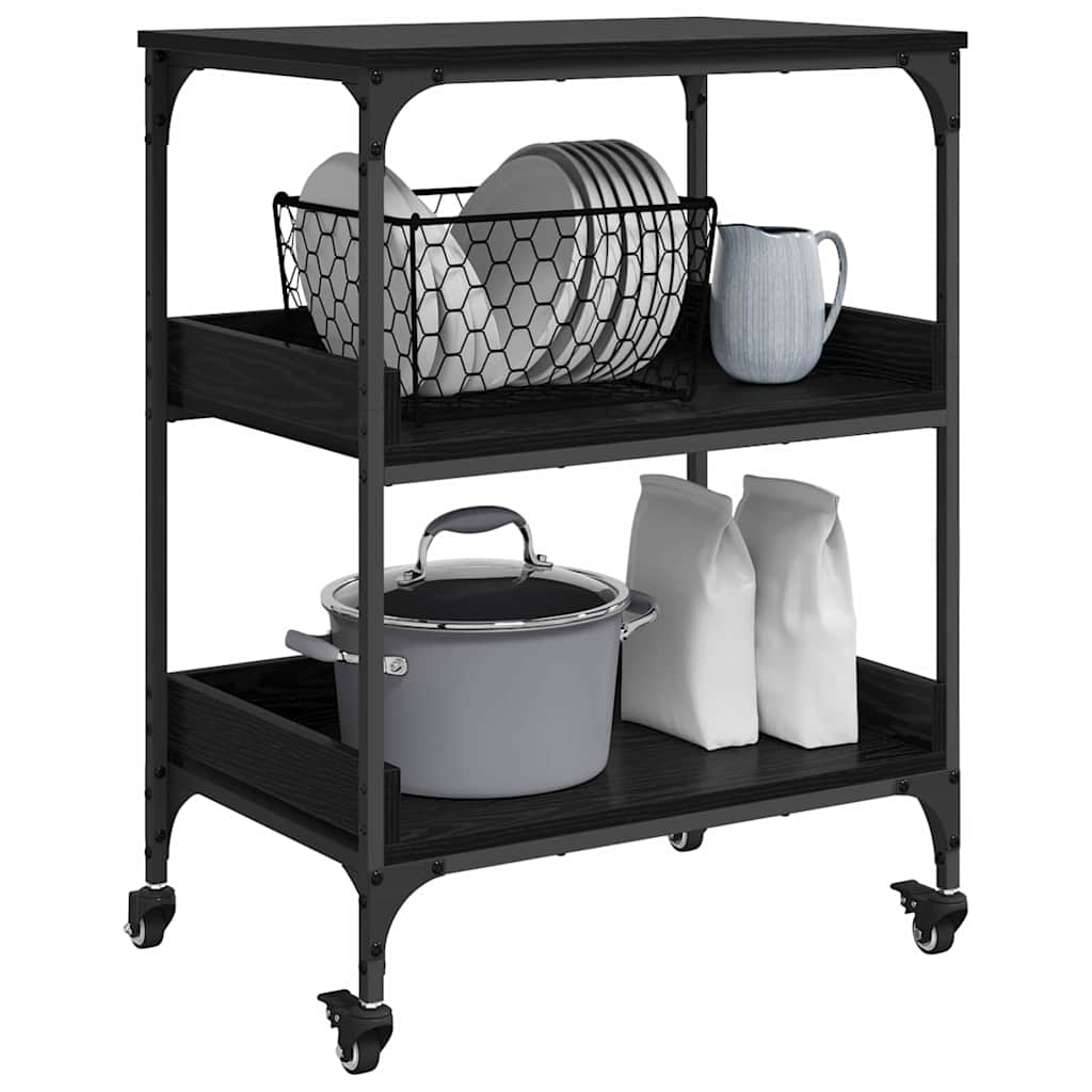 Køkkenvogn Sort eg 60 x 41 x 80.5 cm Konstrueret træ