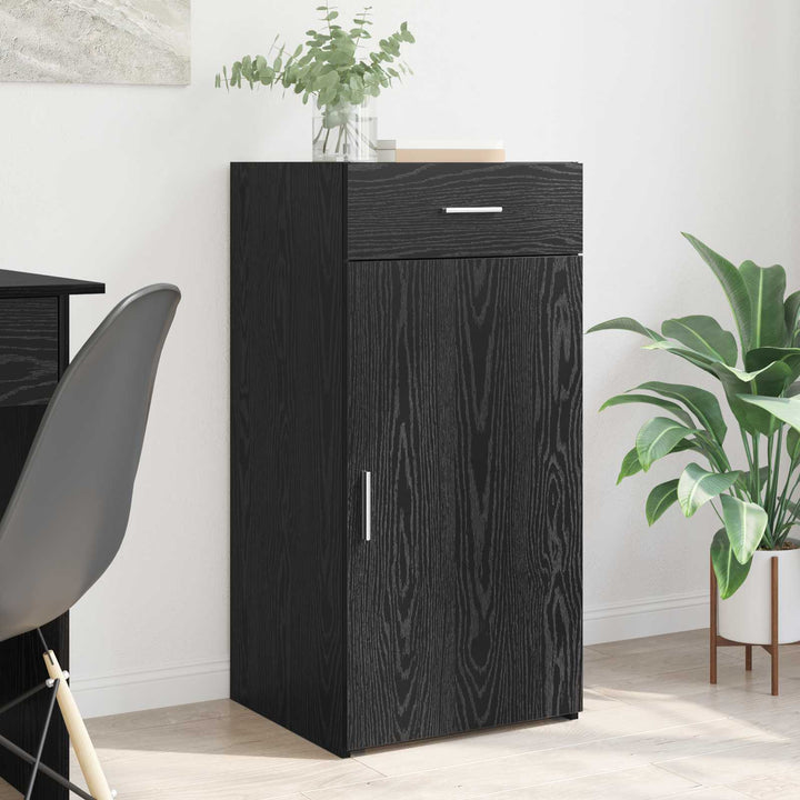 Sideboard med skuffe Sort eg 45 x 42,5 x 93 cm Konstrueret træ