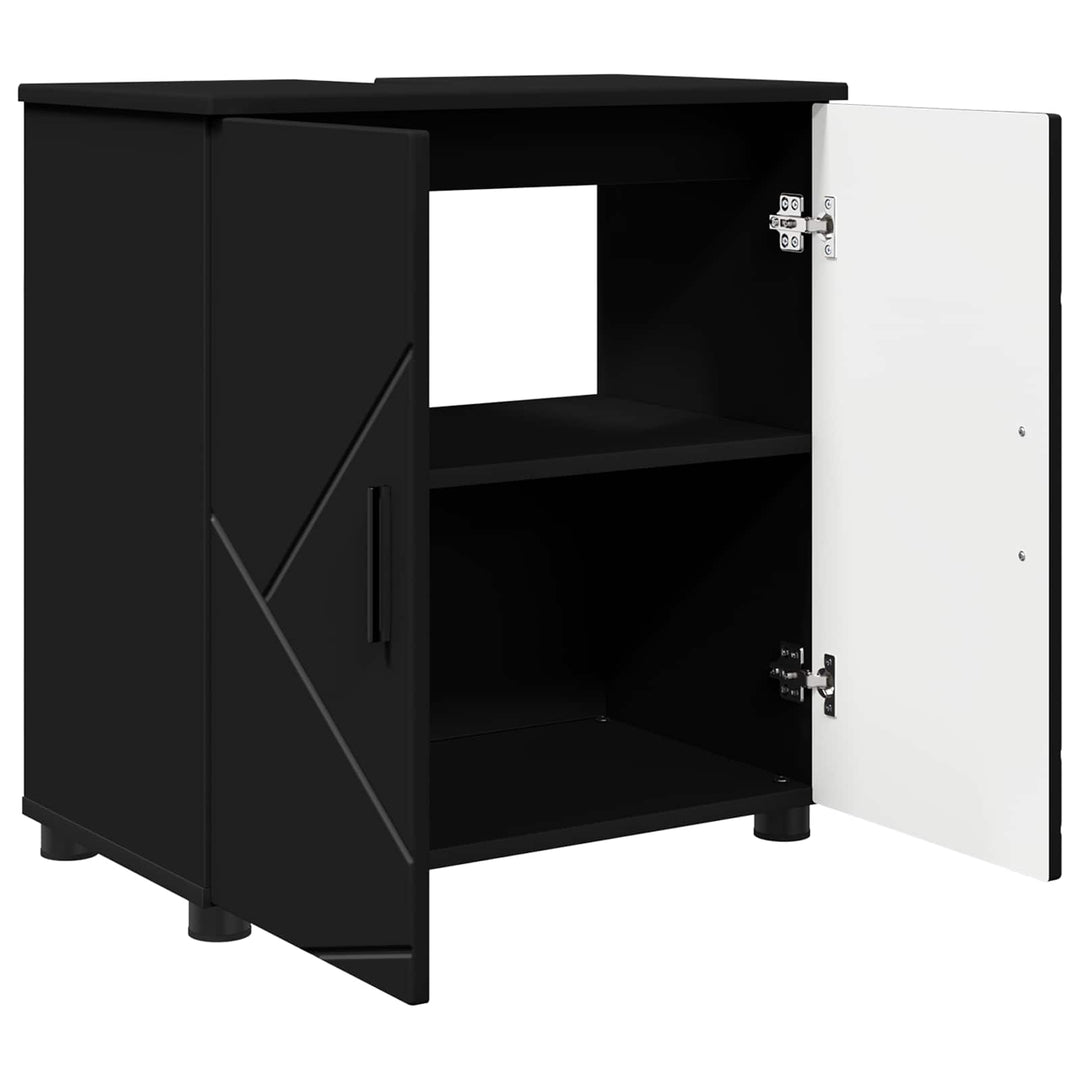 Badeværelsesskab Sort 61 x 35 x 64 cm Konstrueret træ, Metal
