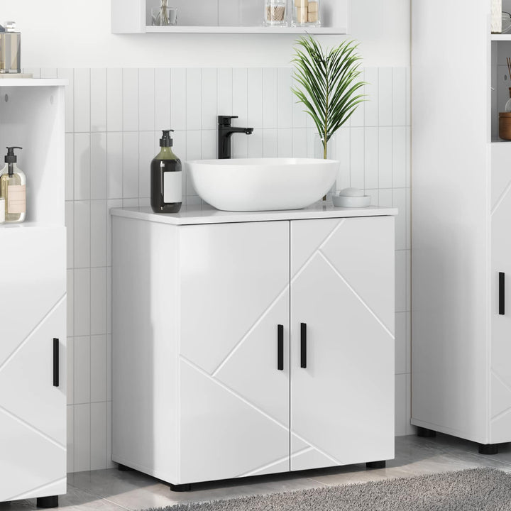 Badeværelsesskab med opbevaring Høj gloss hvid 61 x 35 x 64 cm