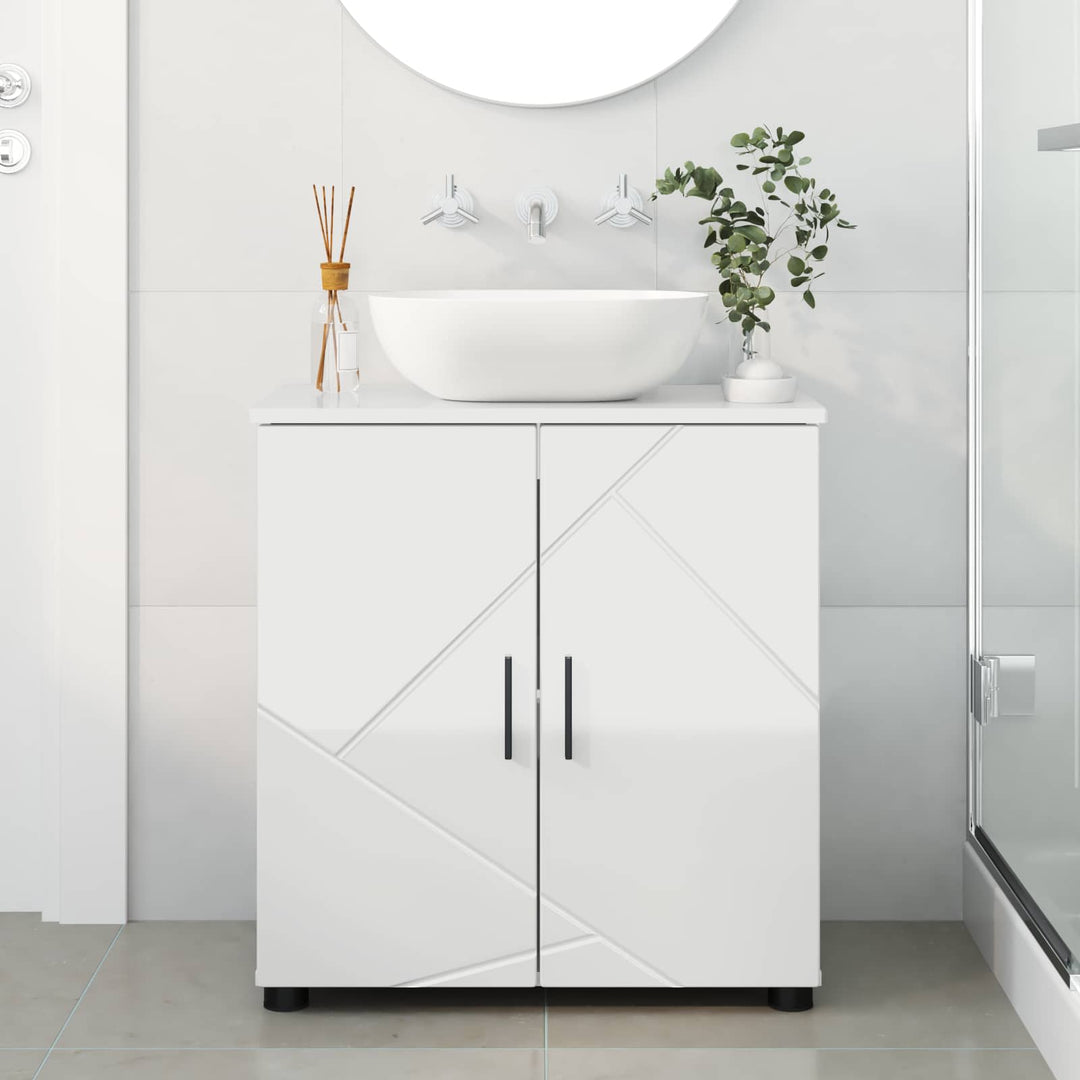 Badeværelsesskab med opbevaring Høj gloss hvid 61 x 35 x 64 cm