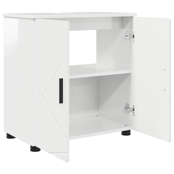 Badeværelsesskab med opbevaring Høj gloss hvid 61 x 35 x 64 cm