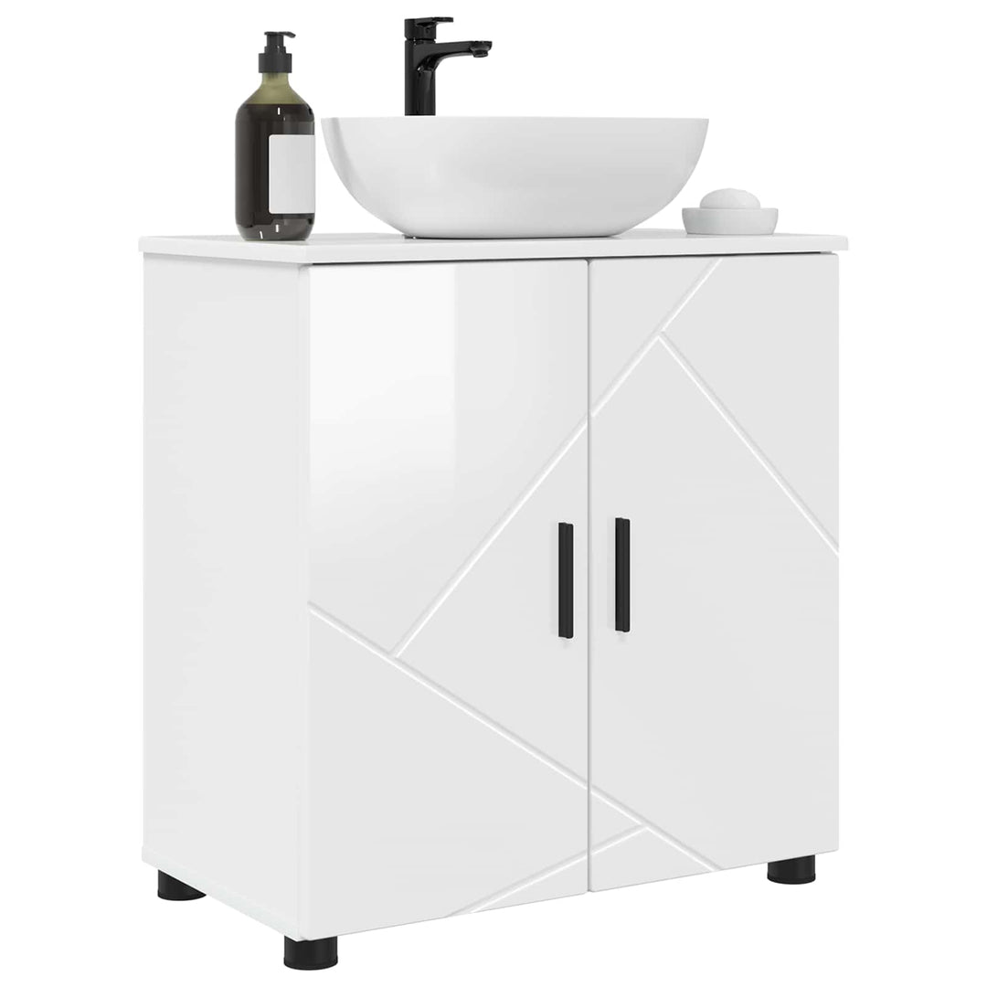 Badeværelsesskab med opbevaring Høj gloss hvid 61 x 35 x 64 cm