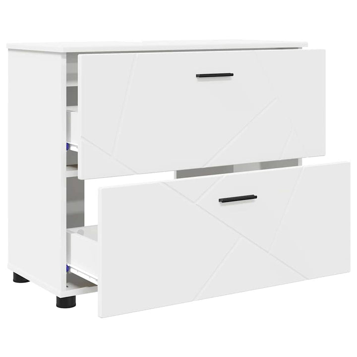 Badeværelsesskab Hvid 76,5 x 35 x 64 cm Konstrueret træ & Metal