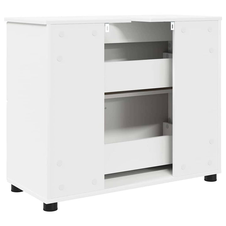 Badeværelsesskab Hvid 76,5 x 35 x 64 cm Konstrueret træ & Metal