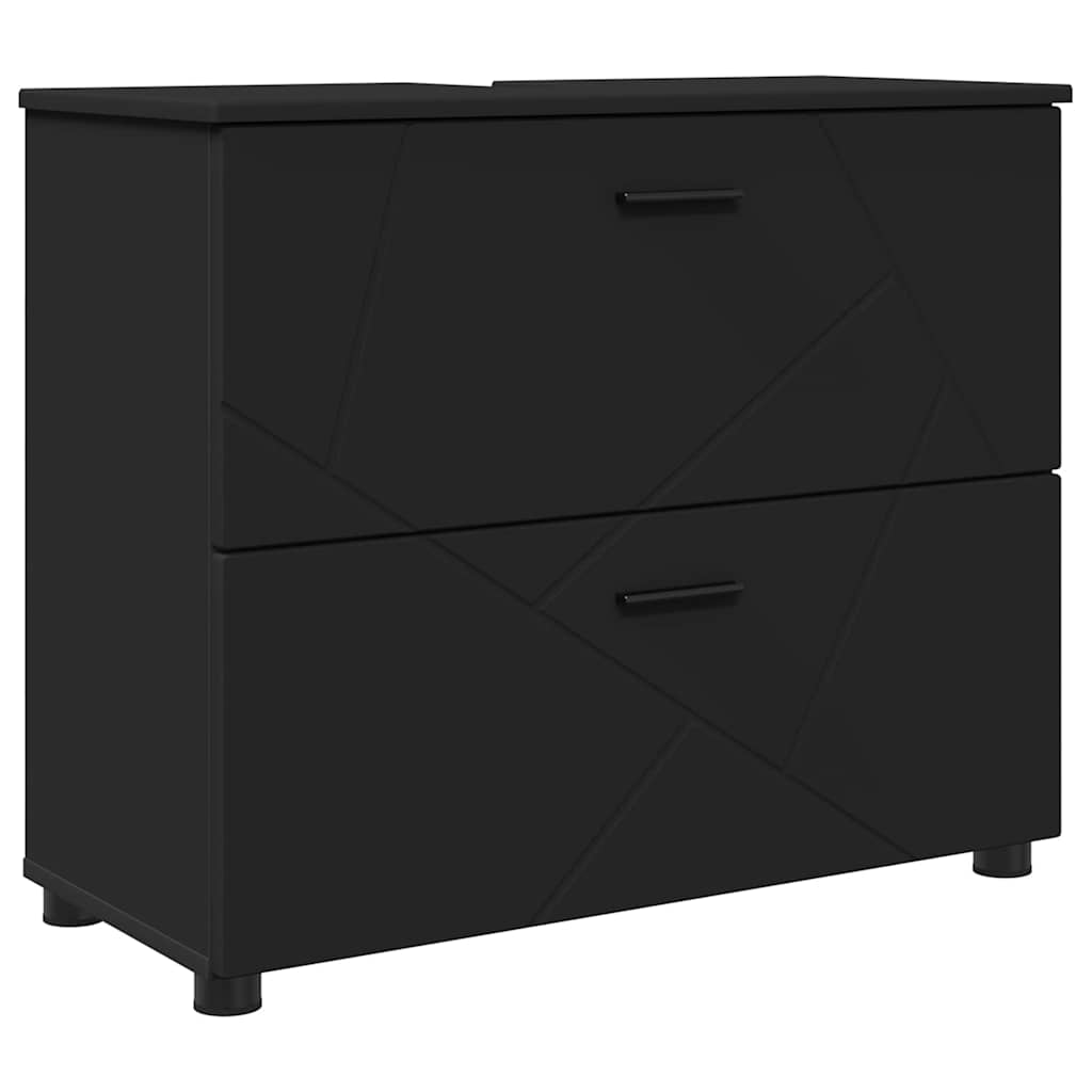Badeværelsesskab Sort 76,5 x 35 x 64 cm Konstrueret træ & Metal