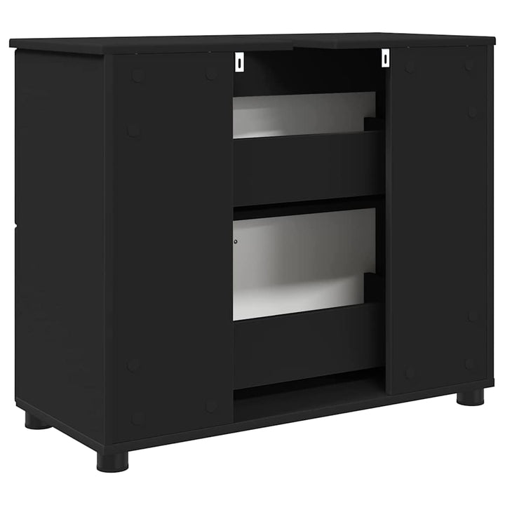 Badeværelsesskab Sort 76,5 x 35 x 64 cm Konstrueret træ & Metal