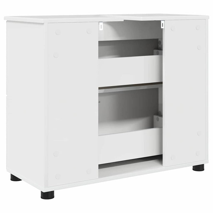 Badeværelsesskab med skuffe Høj gloss hvid 76,5 x 35 x 64 cm