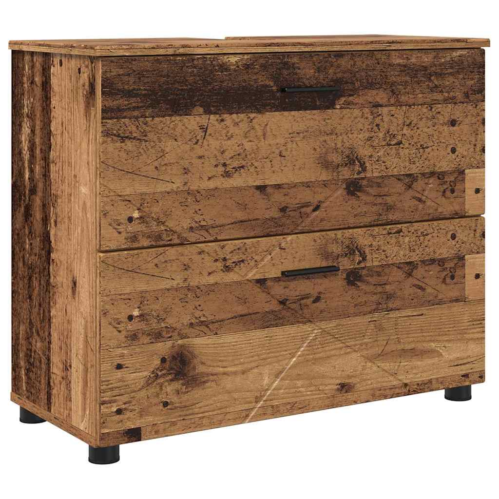Badeværelsesskab med skuffe Gammelt træ 76,5 x 35 x 64 cm
