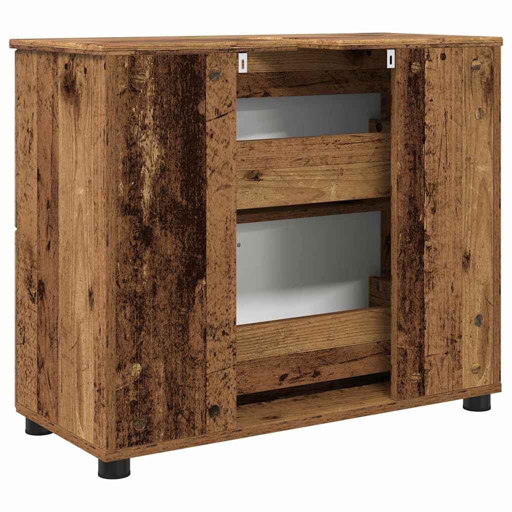 Badeværelsesskab med skuffe Gammelt træ 76,5 x 35 x 64 cm