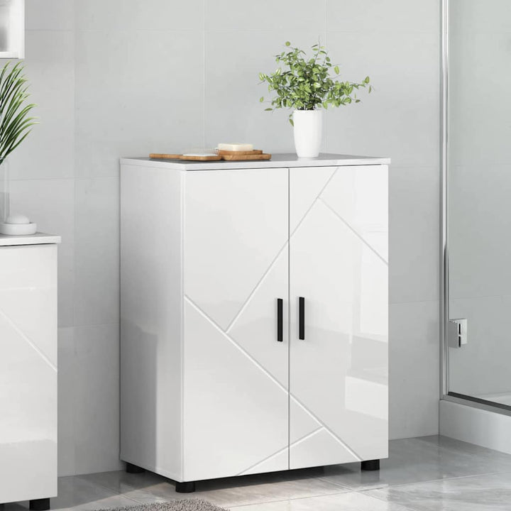 Badeværelsesskab med opbevaring Høj gloss hvid 60 x 35 x 80 cm