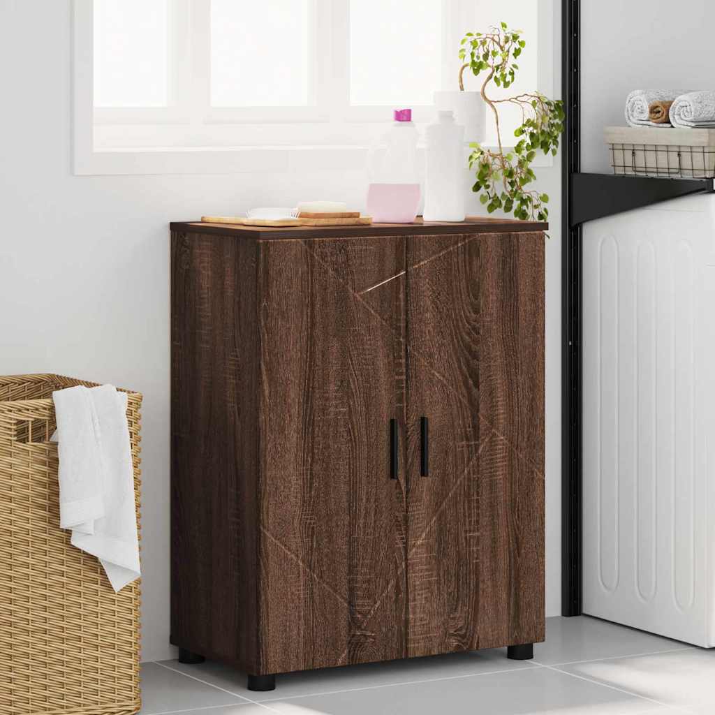 Badeværelsesskab med opbevaring med dør Brun eg 60 x 35 x 80 cm