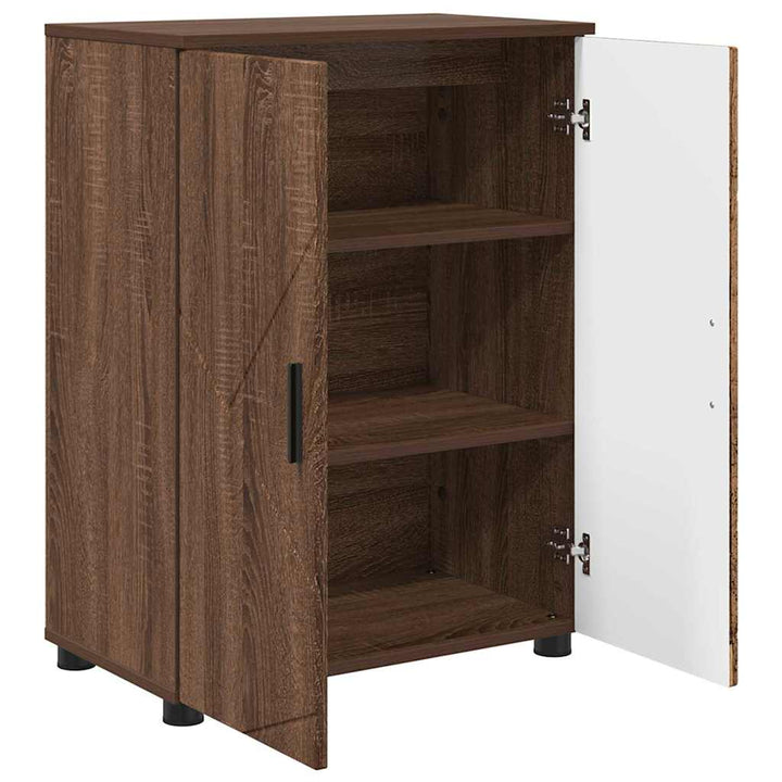Badeværelsesskab med opbevaring med dør Brun eg 60 x 35 x 80 cm