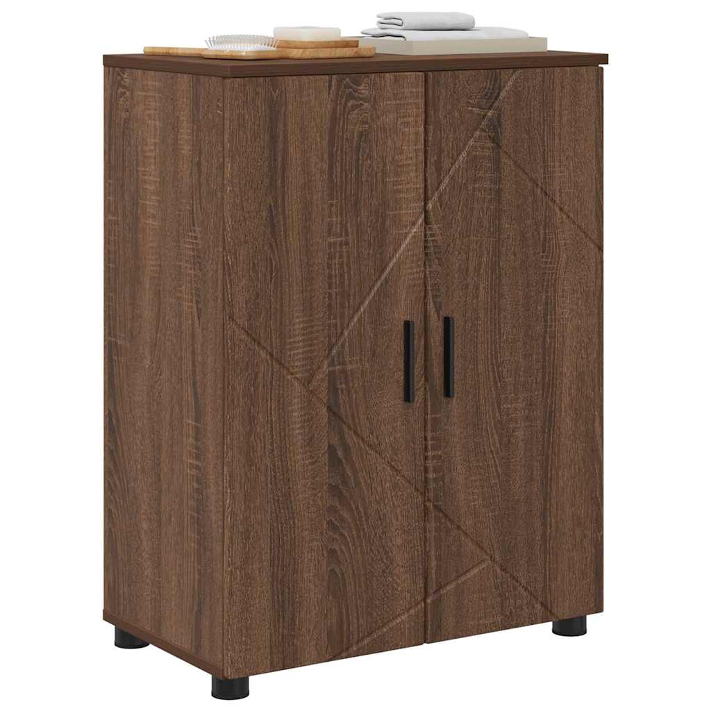 Badeværelsesskab med opbevaring med dør Brun eg 60 x 35 x 80 cm