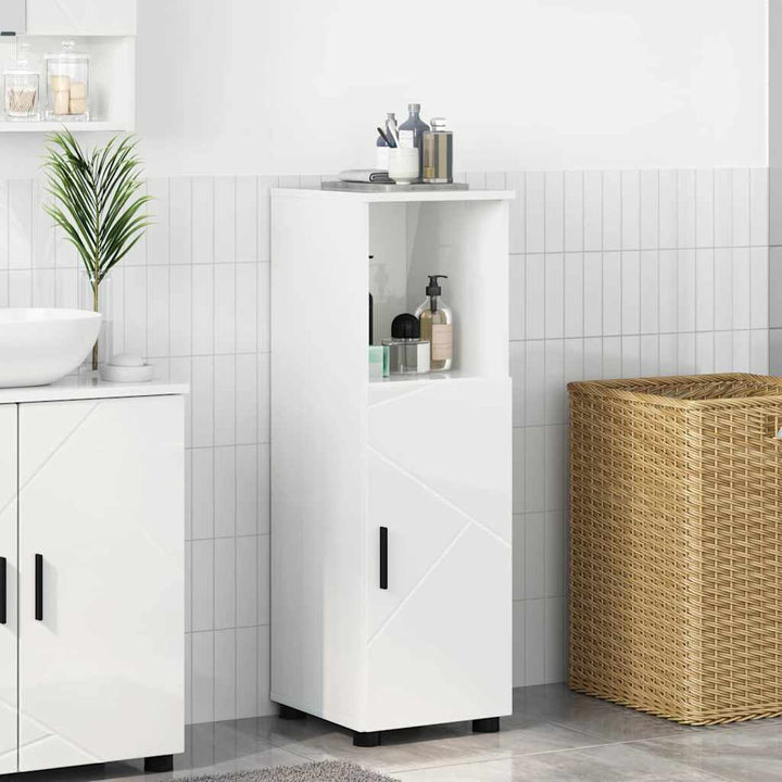 Badeværelsesskab med opbevaring Høj gloss hvid 30 x 35 x 95 cm
